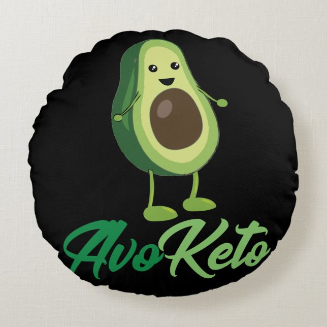 Avoketo - Funny Keto Avocado Rund Kudde (Framsidan)