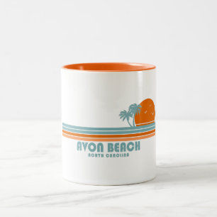 Avon Beach North Carolina Sol Handflatan Träd Två-Tonad Mugg