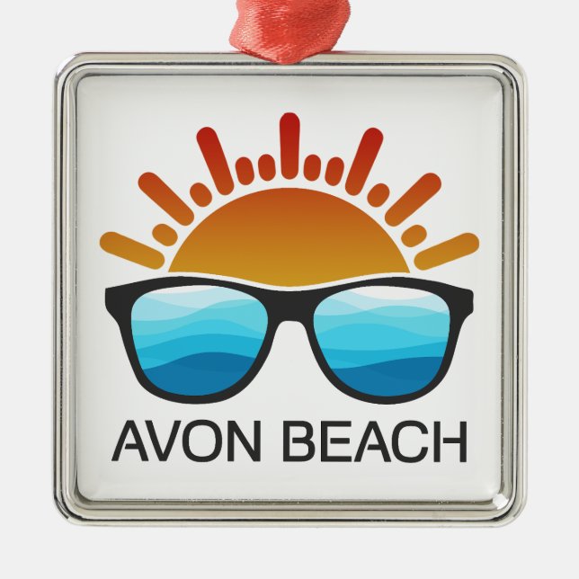 Avon Beach North Carolina Sunglasses Julgransprydnad Metall (Framsidan)