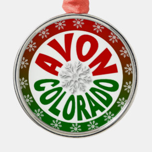 Avon Colorado röd grön snowflakeprydnad Julgransprydnad Metall