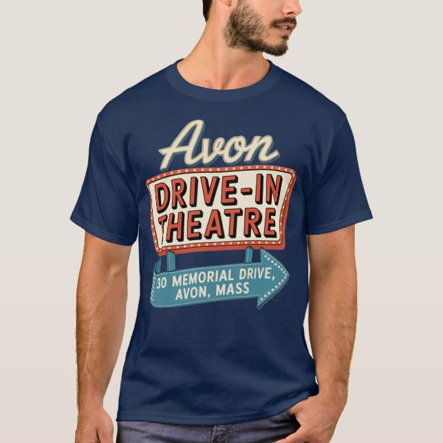 Avon Drive-in Theater Retro Massachusetts Drive-In T Shirt (Framsida)