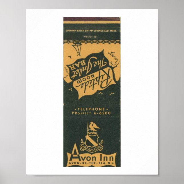 Avon från Sea NJ, Avon Inn 1950 s Matchbook Poster (Framsidan)