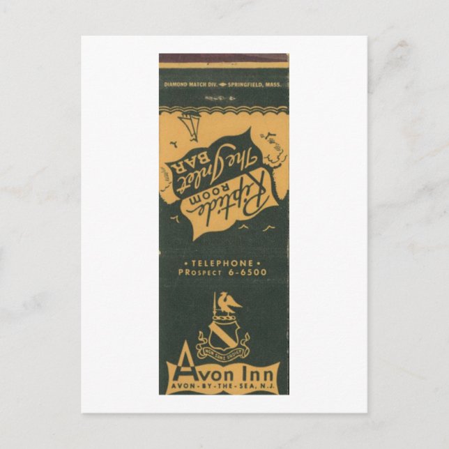 Avon från Sea NJ, Avon Inn 1950 s Matchbook Vykort (Framsida)