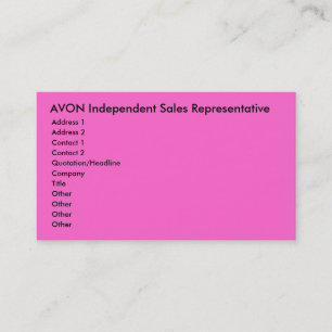 AVON oberoende försäljare, adress… Visitkort