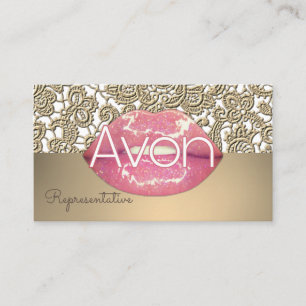 Avon personlig rosa och guld snöre estetik visitkort