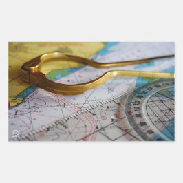 Avonturen beleven en bestemming zoeken op kompas. rektangulärt klistermärke