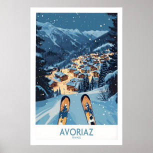 Avoriaz Frankrike Konsttryck Skidposter 1 Poster