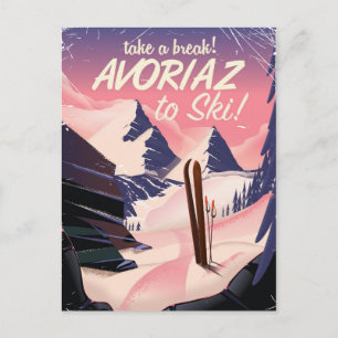 Avoriaz Frankrike Ski-reseaffisch Vykort