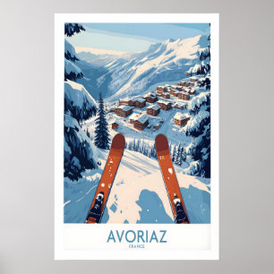 Avoriaz Frankrike skidkonsttryck fjällstuga Poster