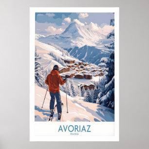 Avoriaz Frankrike skidstuga by konsttryck Alpin Poster