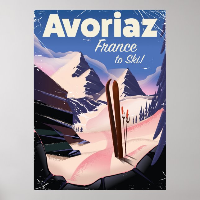 Avoriaz, Fransk Ski-reseaffisch Poster (Framsidan)