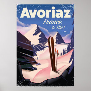 Avoriaz, Fransk Ski-reseaffisch Poster