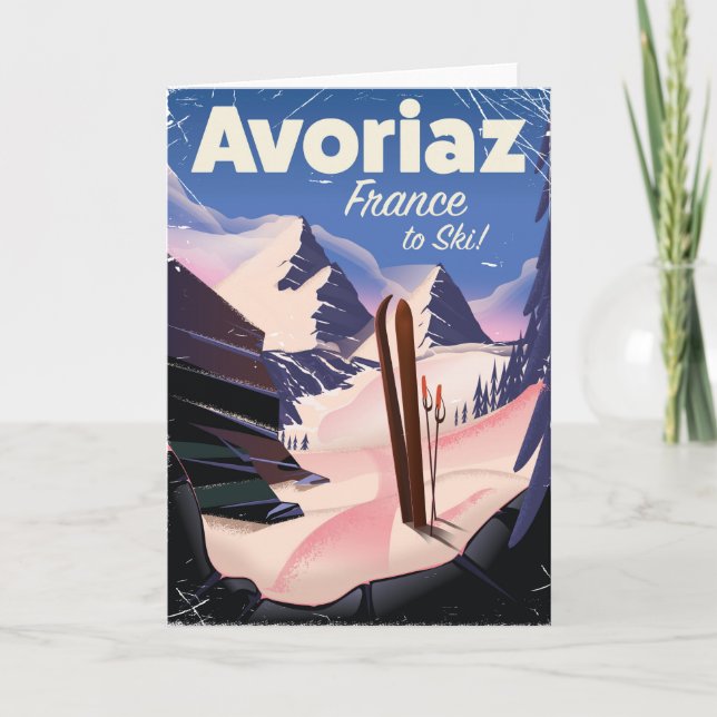 Avoriaz, fransk skidreseposter helgkort (Framsida)