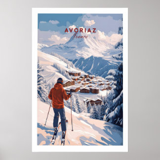 Avoriaz Portes du Soleil Slopes Skidruck fransk Poster