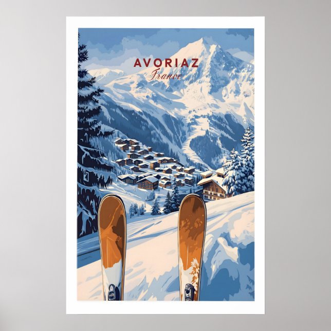 Avoriaz Ski Resort Tryck Franska Alperna Vinter Vä (Framsidan)