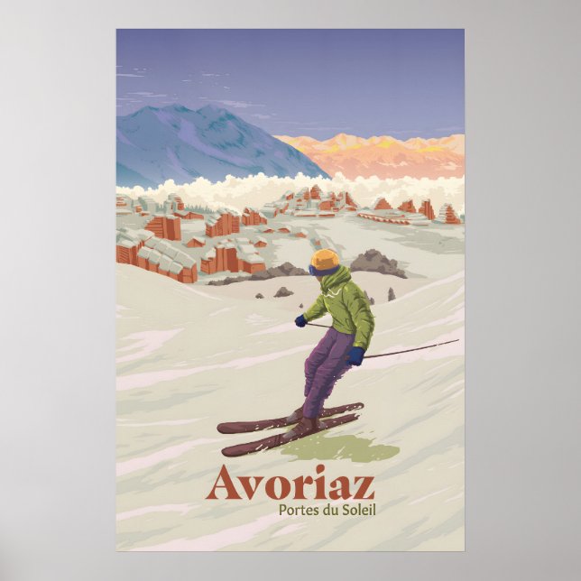 Avoriaz skidortens reseaffisch poster (Framsidan)