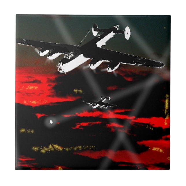 Avro Lancaster Bomber Tile "Nattrajder 43" Kakelplatta (Framsidan)