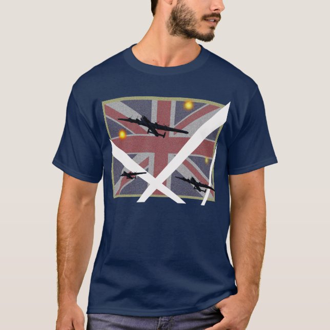 Avro Lancaster Union Jack Te T-shirt (Framsida)