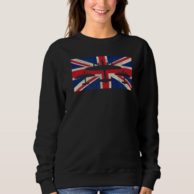Avro Lancaster WWII brittiskt bombplan Union Jac T Shirt (Framsida)