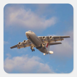 Avro RJ85 Jet Landar Fyrkantigt Klistermärke