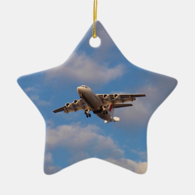 Avro RJ85 Jet Landar Julgransprydnad Keramik (Framsidan)