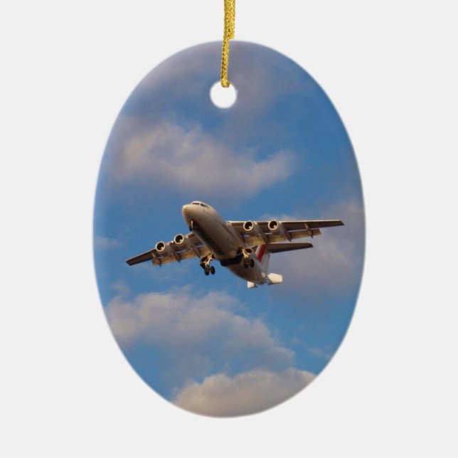Avro RJ85 Jet Landar Julgransprydnad Keramik (Framsidan)