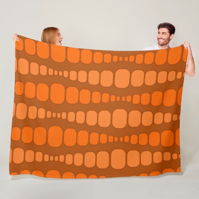 Avrundade Orange Rektanglar  Fleecefilt (På plats)