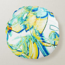 Avrunnen bläck, gult, blå, cyanprickar