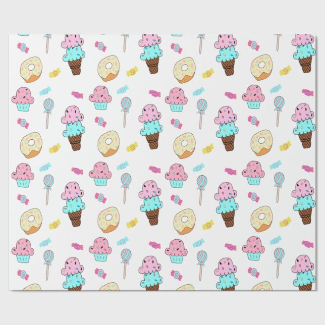 Avryl Fleur's Cute Ice Cream Cone Cupcoa Donut Presentpapper (Seam)