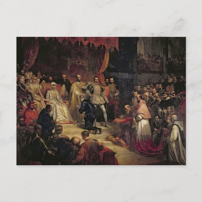 Avsägandet av Charles V 1841 Vykort (Framsida)