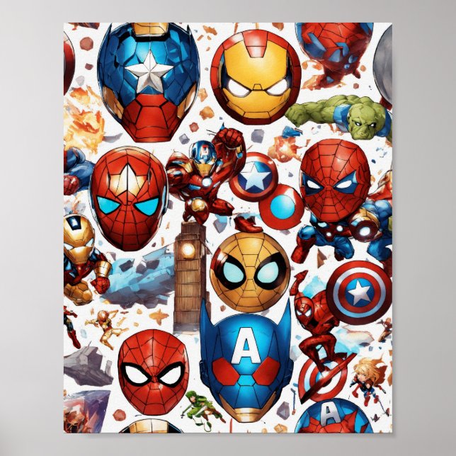 "Avsevärd, sömlös, vit bakgrund: där Heroes Poster (Framsidan)