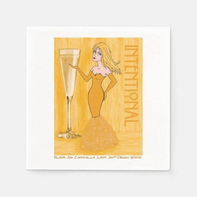 Avsiktlig champagne Woman Cocktail Napkins Pappersservett (Framsidan)