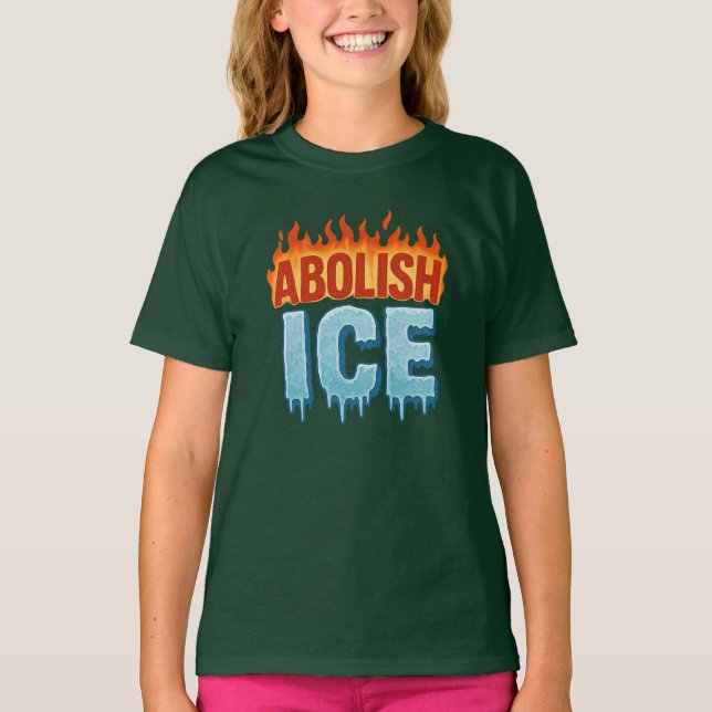 Avskaffa ICE – Fire vs Ice Protest T Shirt (Framsida)