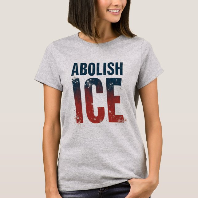 Avskaffar ICE American Flagga Färg T Shirt (Framsida)