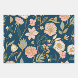 Avskärande blå Rosa Flower Mönster