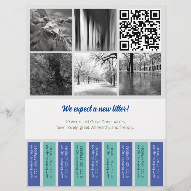 Avskärning av den blå grönten med hjälp av flygbla reklamblad (Framsidan)