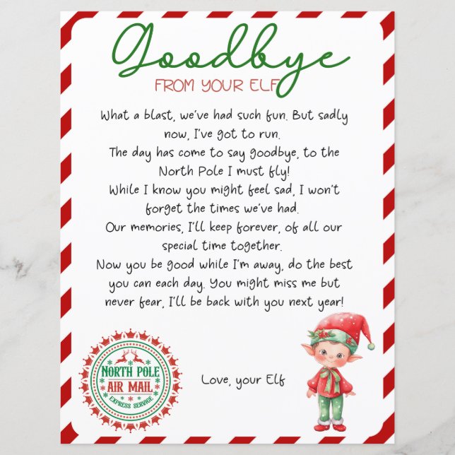 Avskedsbrev från tomte, Tomtens avresebrev (Framsida)