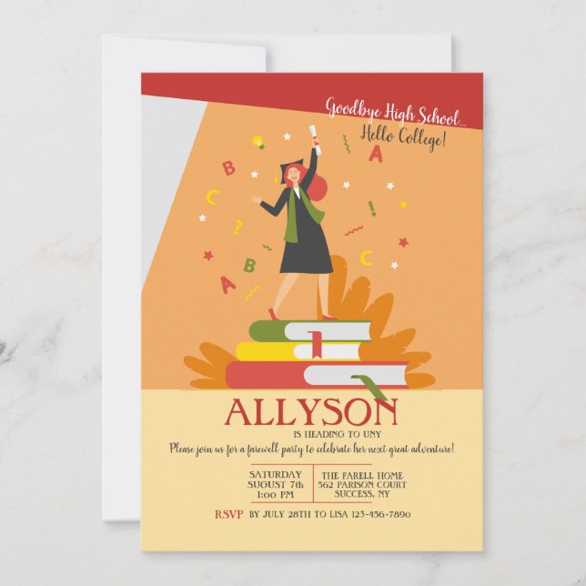 Avskedsfest för collegebesöket inbjudningar (Framsida)