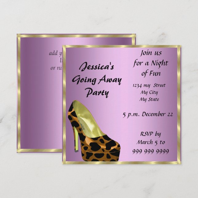 Avskedsfest inbjudan kort adjö (Fram/baksida)