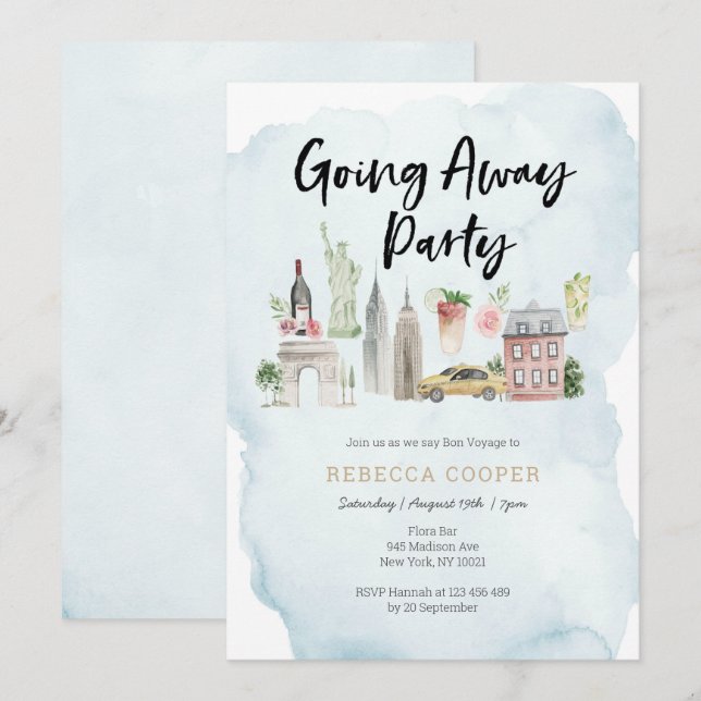Avskedsfest-inbjudan till New York City Inbjudningar (Fram/baksida)