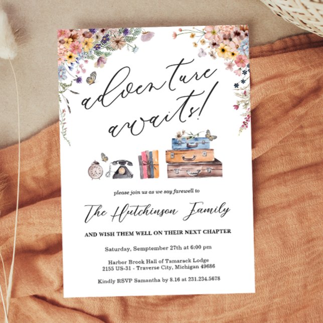 Avskedsfestinbjudan för Äventyret Väntar Inbjudningar (Adventure Awaits Going Away Party Invitation
)