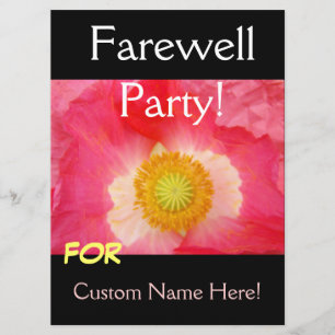 Avskedspartaj Invitations Kort Rosa Vallmo