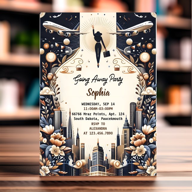 Avskedsparten för resan Farväl Adjös Avresefest Inbjudningar (Skapare uppladdad)