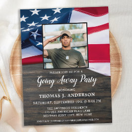 Avskedsparty för militär personal Patriotisk USA-f Inbjudan Vykort