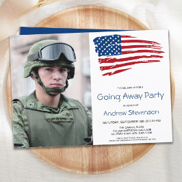 Avskedsparty för militär USA Amerikansk flaggfoto Inbjudningar