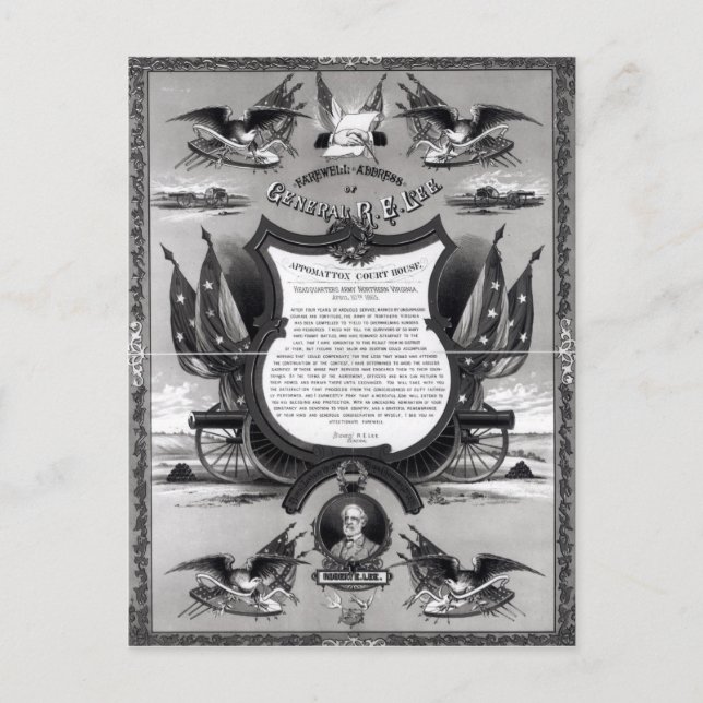 Avskedstal av general Robert E. Lee Vykort (Framsida)