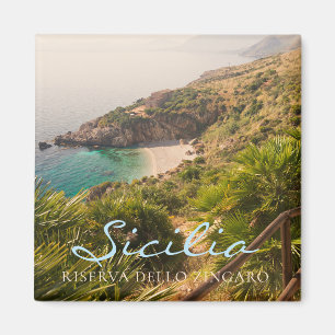 Avskild strand i den Lo zingaroen, Sicily Magnet
