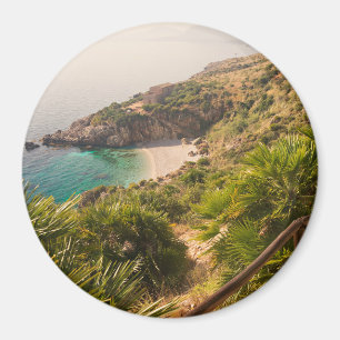 Avskild strand i den Lo zingaroen, Sicily Magnet