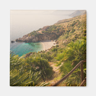 Avskild strand i den Lo zingaroen, Sicily Magnet