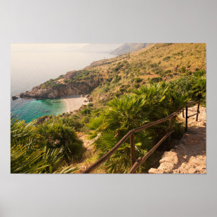 Avskild strand i den Lo zingaroen, Sicily Poster